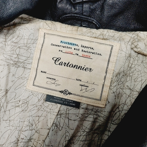 Cartonnier Black Leather Asymmetric Zip Up Moto Metall Leather Jacket P2948 - Picture 5 of 7